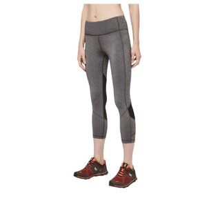 Lululemon Pace Rival Crop Leggings Tight Womens 10 Gray Black 22" Inseam Running